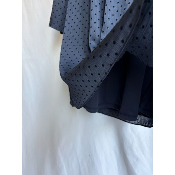 JULIA JORDAN Tie Neck Dot Chiffon Dress In Navy Black Dot Size 4 Classy Retro - Picture 8 of 13